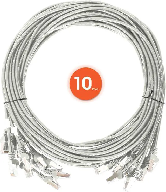 Alt view image 7 of 7 - Intellinet Cat6 U/UTP Slim Network Patch Cable, 0.5 ft., Gray, 10-Pack, 10G, 250 MHz, 100% Copper, 30 AWG, RJ45, Stranded, Snag-free, Gold-plated Contacts