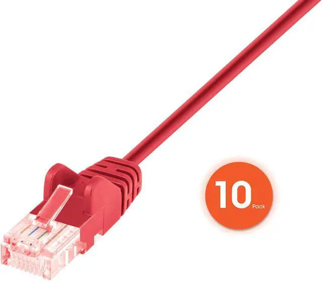Alt view image 3 of 7 - Intellinet Cat6 U/UTP Slim Network Patch Cable, 3 ft., Red, 10-Pack, 10G, 250 MHz, 100% Copper, 30 AWG, RJ45, Stranded, Snag-free, Gold-plated Contacts