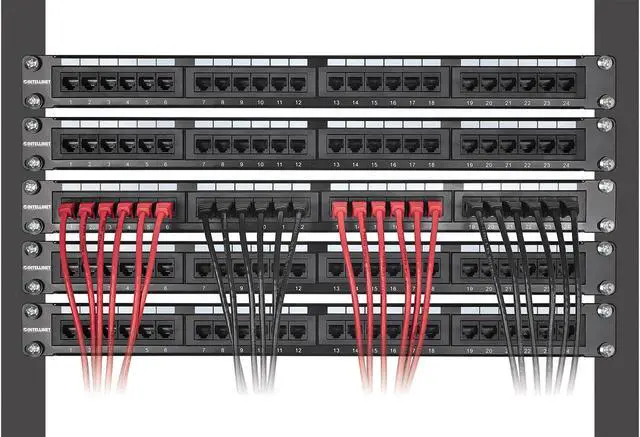 Alt view image 6 of 7 - Intellinet Cat6 U/UTP Slim Network Patch Cable, 3 ft., Red, 10-Pack, 10G, 250 MHz, 100% Copper, 30 AWG, RJ45, Stranded, Snag-free, Gold-plated Contacts