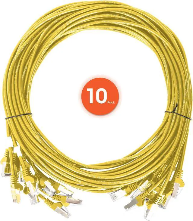 Alt view image 7 of 7 - Intellinet Cat6 U/UTP Slim Network Patch Cable, 5 ft., Yellow, 10-Pack, 10G, 250 MHz, 100% Copper, 30 AWG, RJ45, Stranded, Snag-free, Gold-plated Contacts