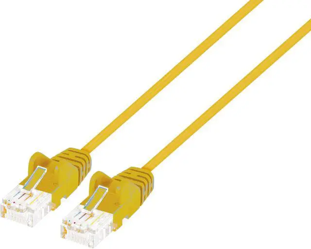 Main image of Intellinet Cat6 U/UTP Slim Network Patch Cable, 1.5 ft., Yellow, 10G, 250 MHz, 100% Copper, 30 AWG, RJ45, Stranded, Snag-free, Gold-plated Contacts