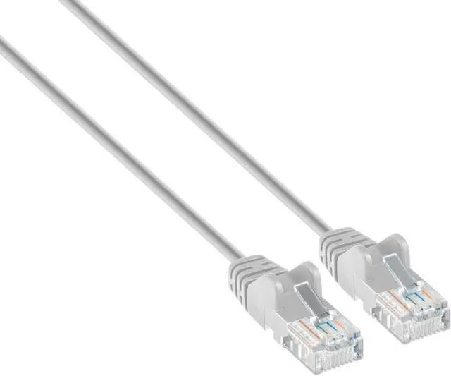 Alt view image 2 of 2 - Intellinet Cat6 U/UTP Slim Network Patch Cable, 14 ft., Gray, 10G, 250 MHz, 100% Copper, 30 AWG, RJ45, Stranded, Snag-free, Gold-plated Contacts