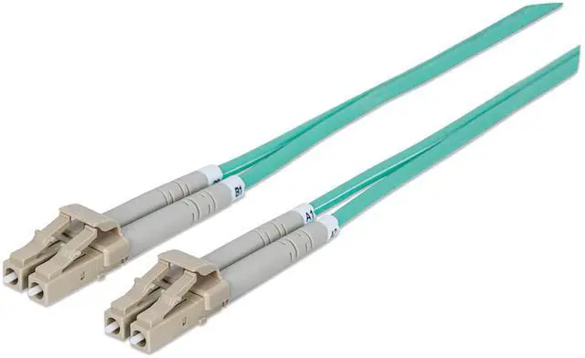 Alt view image 4 of 8 - Intellinet Fiber Optic Patch Cable, Duplex, Multimode, LC/LC, 50/125 Âµm, OM3, 1.0 m (3.0 ft.), Aqua