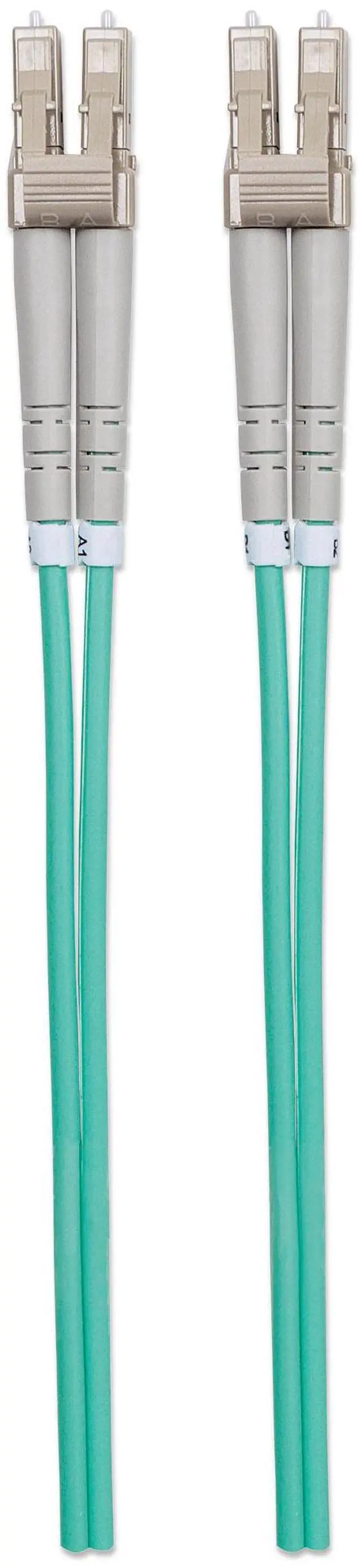 Alt view image 7 of 8 - Intellinet Fiber Optic Patch Cable, Duplex, Multimode, LC/LC, 50/125 Âµm, OM3, 1.0 m (3.0 ft.), Aqua