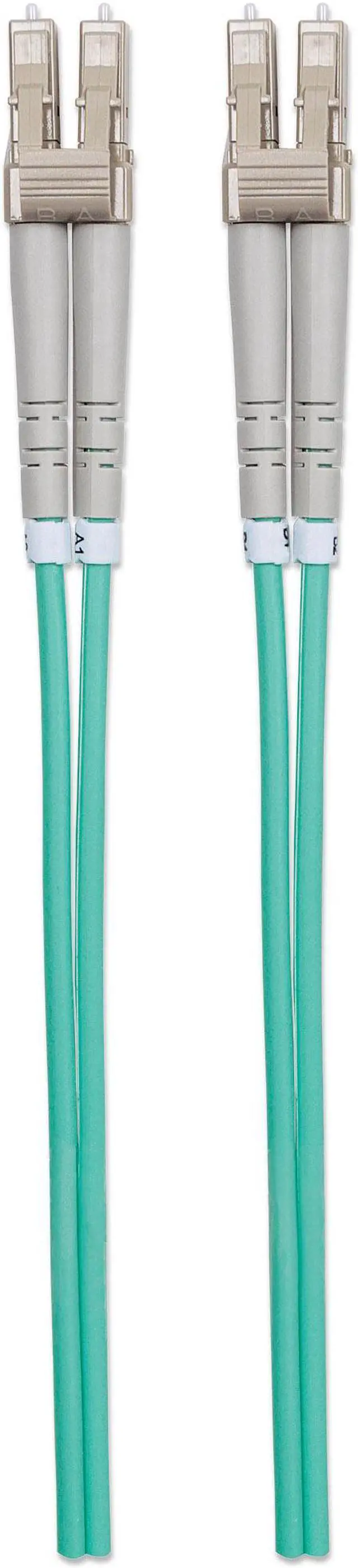 Alt view image 11 of 12 - Intellinet Fiber Optic Patch Cable, Duplex, Multimode, LC/LC, 50/125 Âµm, OM3, 2.0 m (7.0 ft.), Aqua