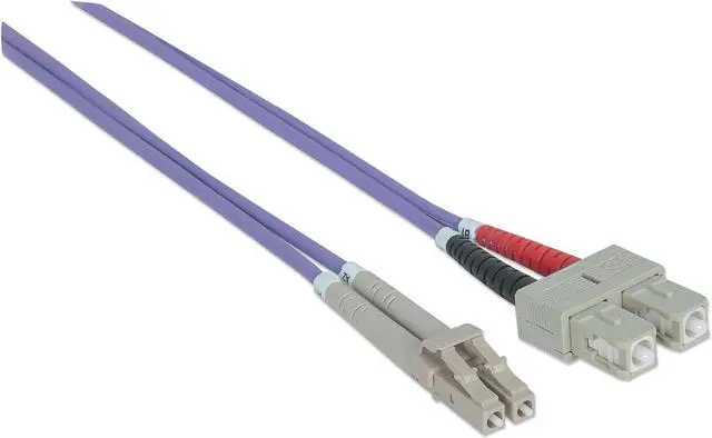 Alt view image 2 of 5 - Intellinet Fiber Optic Patch Cable, Duplex, Multimode, LC/SC, 50/125 µm, OM4, 5.0 m (14.0 ft.), Violet