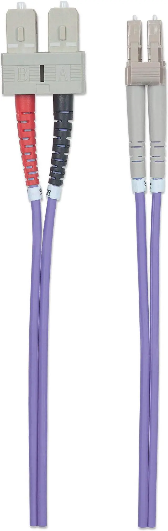 Alt view image 4 of 5 - Intellinet Fiber Optic Patch Cable, Duplex, Multimode, LC/SC, 50/125 µm, OM4, 5.0 m (14.0 ft.), Violet