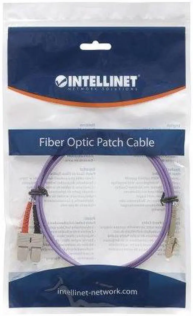 Alt view image 5 of 5 - Intellinet Fiber Optic Patch Cable, Duplex, Multimode, LC/SC, 50/125 µm, OM4, 5.0 m (14.0 ft.), Violet