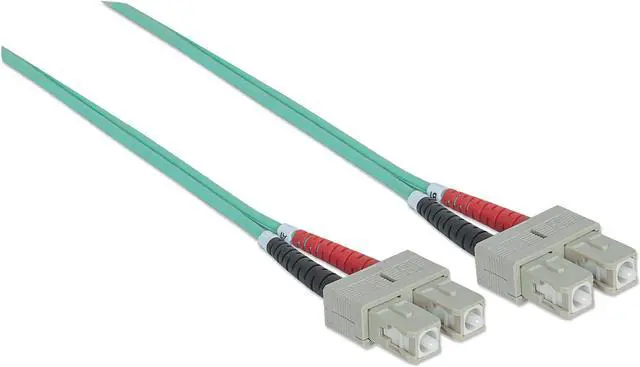 Alt view image 2 of 5 - Intellinet Fiber Optic Patch Cable, Duplex, Multimode, SC/SC, 50/125 µm, OM3, 3.0 m (10.0 ft.), Aqua