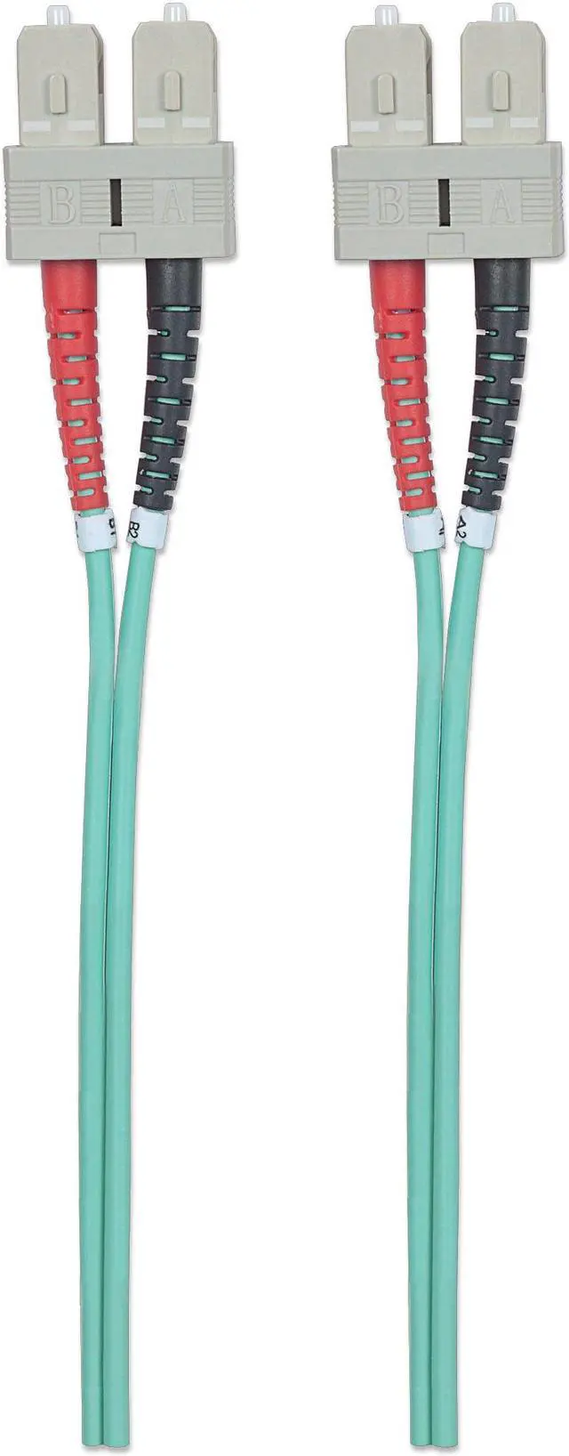 Alt view image 4 of 5 - Intellinet Fiber Optic Patch Cable, Duplex, Multimode, SC/SC, 50/125 µm, OM3, 3.0 m (10.0 ft.), Aqua