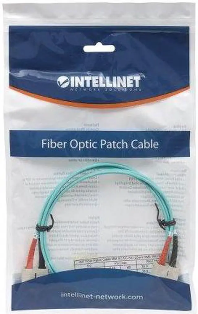 Alt view image 5 of 5 - Intellinet Fiber Optic Patch Cable, Duplex, Multimode, SC/SC, 50/125 µm, OM3, 3.0 m (10.0 ft.), Aqua