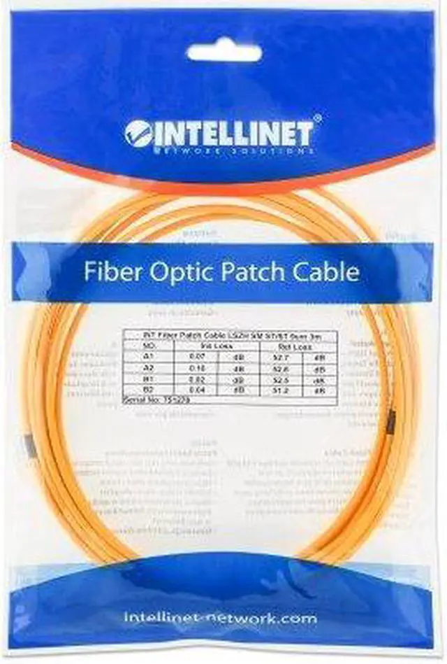 Alt view image 5 of 5 - Intellinet Fiber Optic Patch Cable, Duplex, Single-Mode, ST/ST, 9/125 Âµm, OS2, 3 m (10 ft.), Yellow