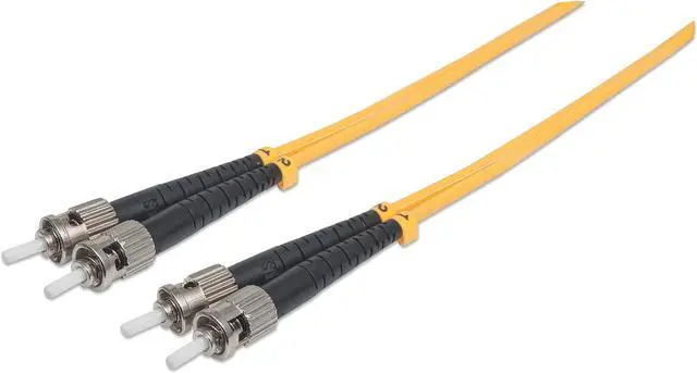 Main image of Intellinet Fiber Optic Patch Cable, Duplex, Single-Mode, ST/ST, 9/125 Âµm, OS2, 5 m (14 ft.), Yellow