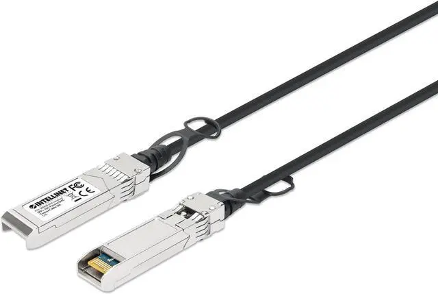 Main image of Intellinet SFP+ 10G Passive DAC Twinax Cable, SFP+ to SFP+, 10 ft., MSA-compliant for Maximum Compatibility, Direct Attach Copper, AWG 30, Black