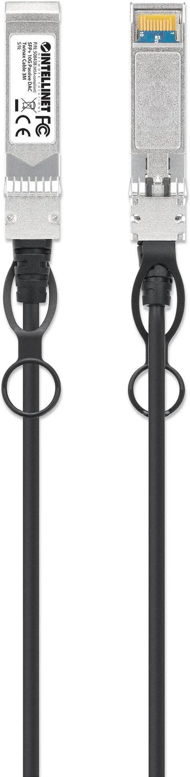 Alt view image 4 of 5 - Intellinet SFP+ 10G Passive DAC Twinax Cable, SFP+ to SFP+, 10 ft., MSA-compliant for Maximum Compatibility, Direct Attach Copper, AWG 30, Black