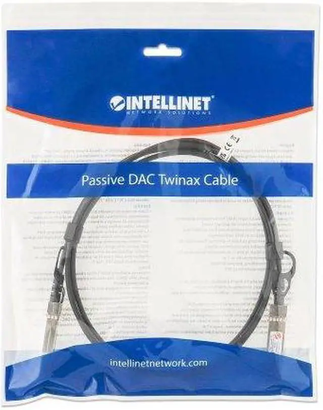 Alt view image 5 of 5 - Intellinet SFP+ 10G Passive DAC Twinax Cable, SFP+ to SFP+, 10 ft., MSA-compliant for Maximum Compatibility, Direct Attach Copper, AWG 30, Black