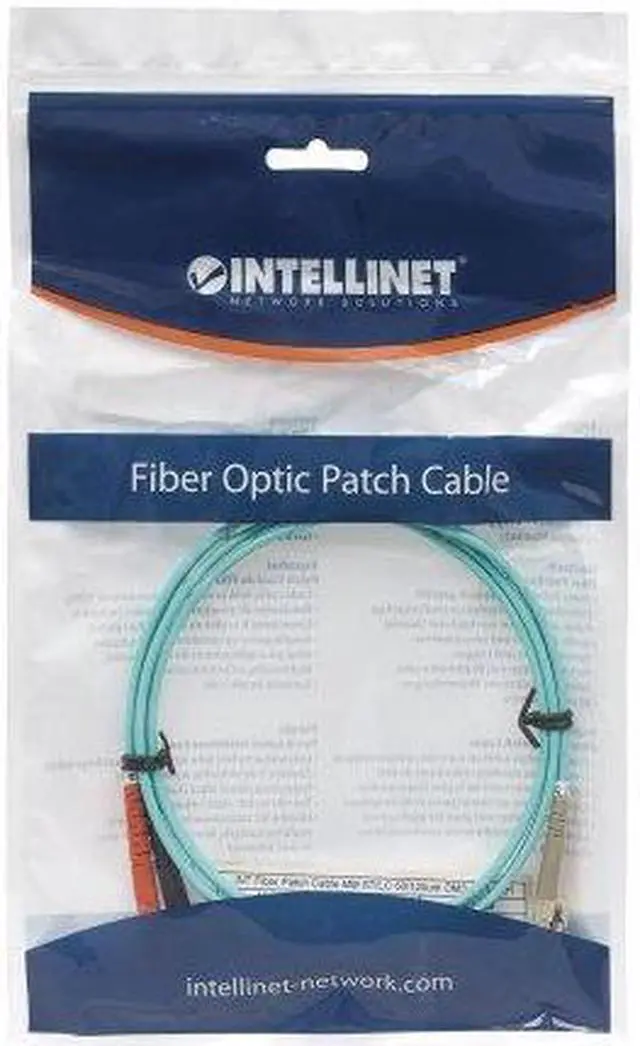 Alt view image 7 of 7 - Intellinet Fiber Optic Patch Cable, Duplex, Multimode, ST/LC, 50/125 Âµm, OM3, 10.0 m (33.0 ft.), Aqua
