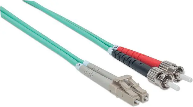 Alt view image 4 of 7 - Intellinet Fiber Optic Patch Cable, Duplex, Multimode, ST/LC, 50/125 Âµm, OM3, 10.0 m (33.0 ft.), Aqua
