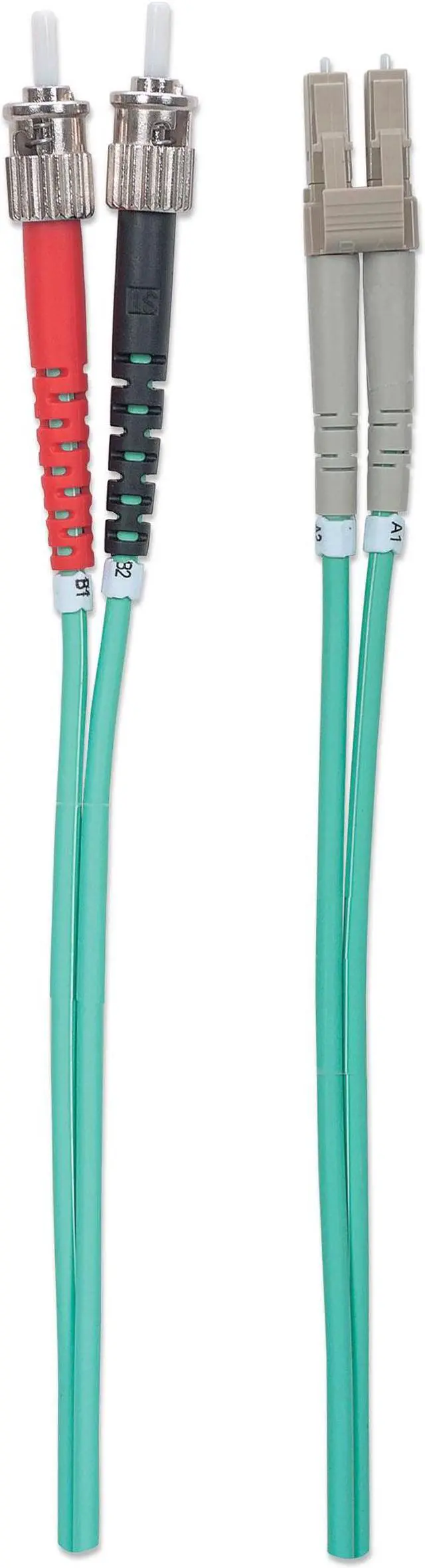 Alt view image 6 of 7 - Intellinet Fiber Optic Patch Cable, Duplex, Multimode, ST/LC, 50/125 Âµm, OM3, 10.0 m (33.0 ft.), Aqua