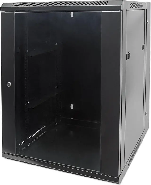 Main image of Intellinet 19" Double Section Wallmount Cabinet, 9U, 500 mm (19.7 in.) Depth, Assembled, Black - OEM