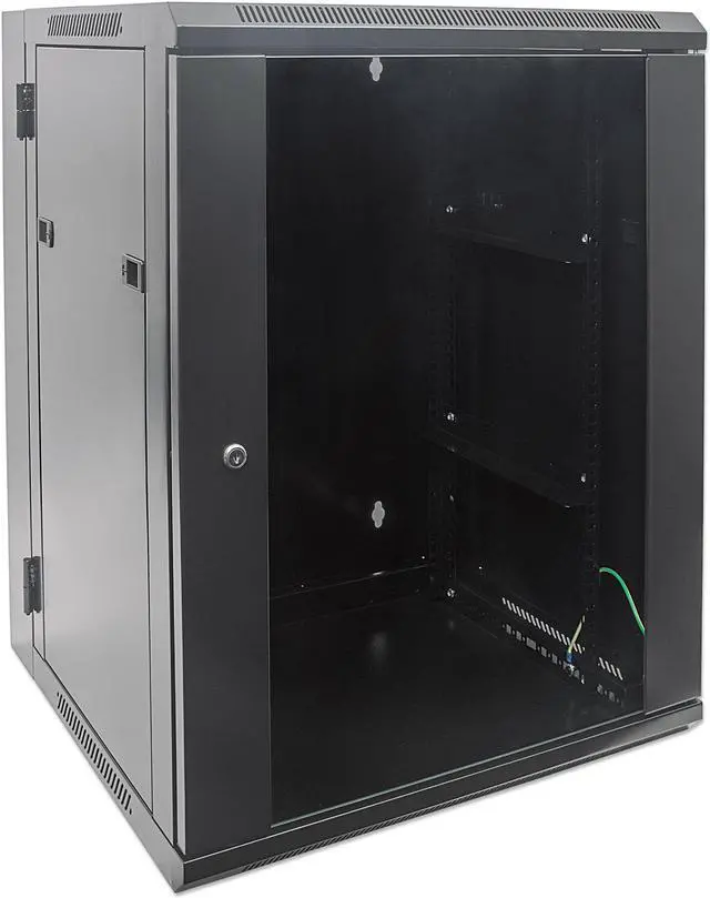 Alt view image 2 of 7 - Intellinet 19" Double Section Wallmount Cabinet, 9U, 500 mm (19.7 in.) Depth, Assembled, Black - OEM