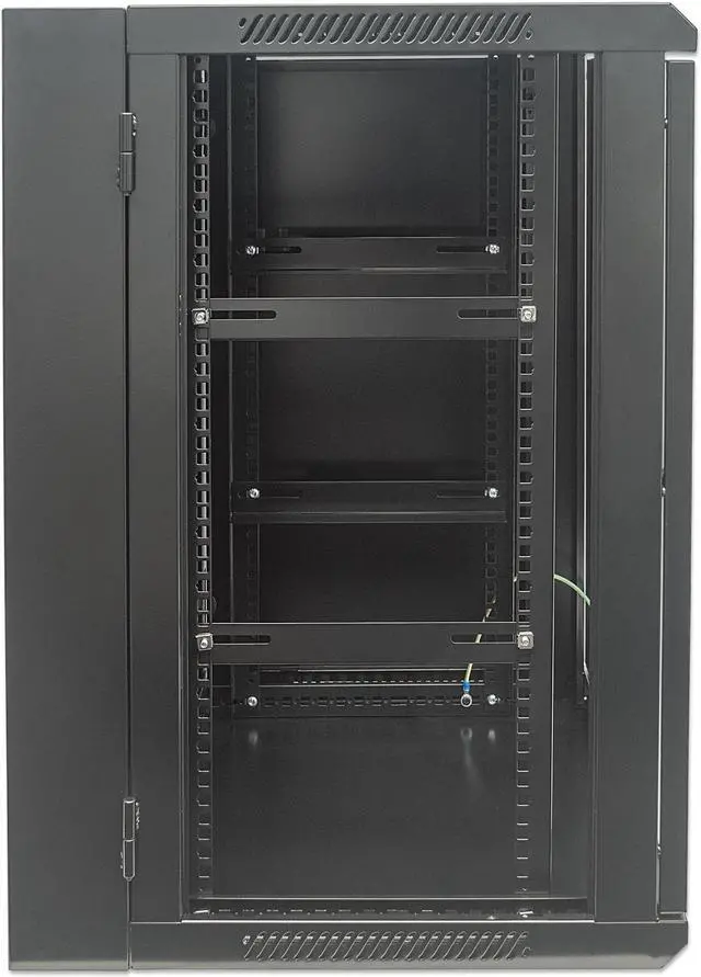 Alt view image 4 of 7 - Intellinet 19" Double Section Wallmount Cabinet, 9U, 500 mm (19.7 in.) Depth, Assembled, Black - OEM