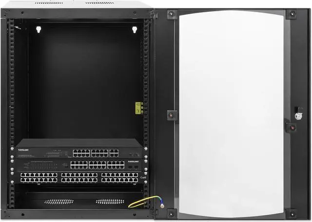 Alt view image 4 of 7 - Intellinet 19" Double Section Wallmount Cabinet , 15U, 600 mm (23.6 in.) Depth, Flat Pack, Black - OEM