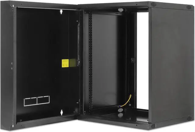 Alt view image 6 of 7 - Intellinet 19" Double Section Wallmount Cabinet , 15U, 600 mm (23.6 in.) Depth, Flat Pack, Black - OEM