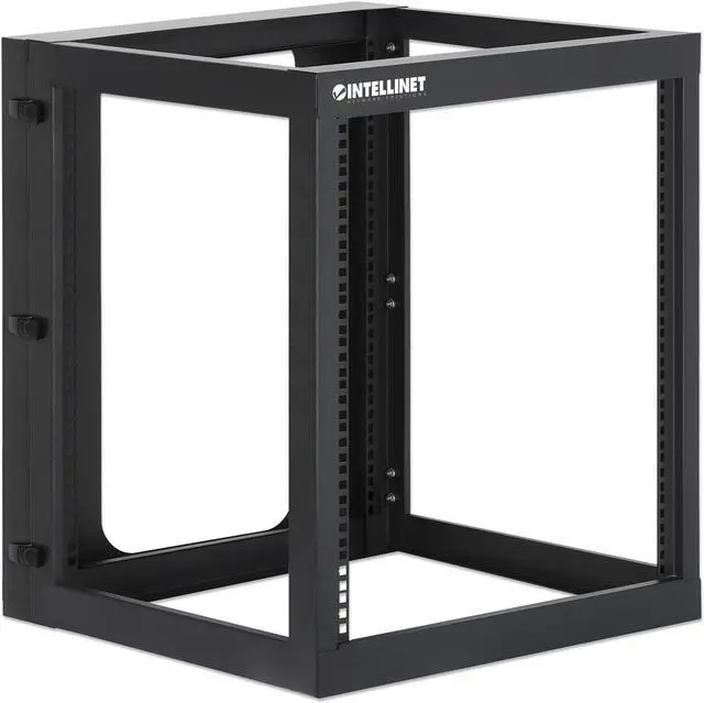 Alt view image 2 of 7 - Intellinet 19" Wall Mount 4-Post Open Frame Network Rack, 12U, Hinged Swing Frame, 600 mm (23.8 in.) Depth, Assembled, Black RAL 9004 - OEM