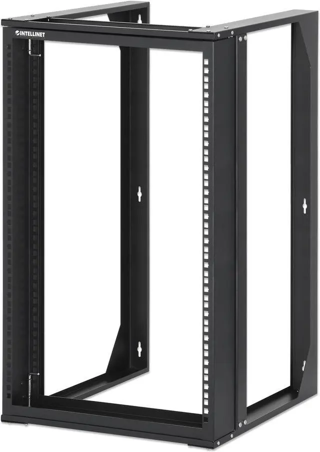 Main image of Intellinet 19" Wall Mount 2-Post Open Frame Network Rack, 15U, Hinged Swing Frame, 450 mm (17.7 in.) Depth, Flat Pack, Black RAL 9004 - OEM