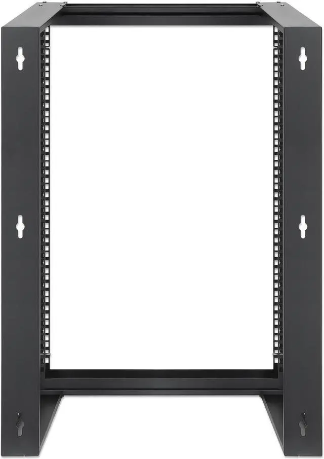 Alt view image 5 of 7 - Intellinet 19" Wall Mount 2-Post Open Frame Network Rack, 15U, Hinged Swing Frame, 450 mm (17.7 in.) Depth, Flat Pack, Black RAL 9004 - OEM