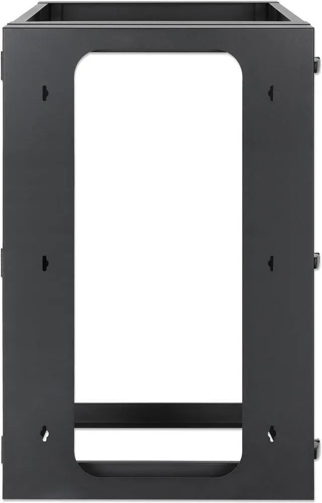 Alt view image 5 of 7 - Intellinet 19" Wall Mount 4-Post Open Frame Network Rack, 15U, Hinged Swing Frame, 600 mm (23.8 in.) Depth, Assembled, Black RAL 9004 - OEM
