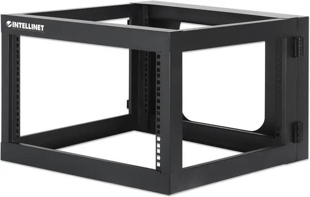 Intellinet 19" Wall Mount 4-Post Open Frame Network Rack 6U Hinged Swing Frame 600 mm (23.8 in.) Depth Assembled Black RAL 9004 - OEM