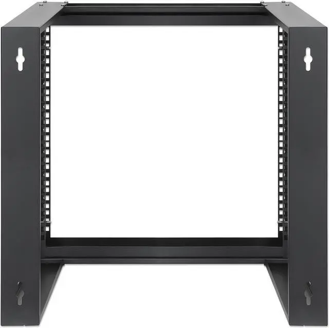 Alt view image 5 of 7 - Intellinet 19" Wall Mount 2-Post Open Frame Network Rack, 9U, Hinged Swing Frame, 450 mm (17.7 in.) Depth, Flat Pack, Black RAL 9004 - OEM