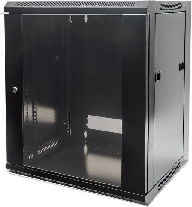 Alt view image 9 of 15 - Intellinet 19" Wallmount Cabinet, 6U, 450 mm (17.7 in.) Depth, Flat Pack, Black - OEM