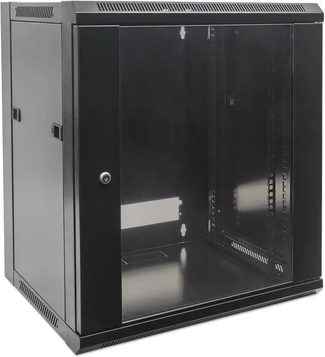 Alt view image 10 of 15 - Intellinet 19" Wallmount Cabinet, 6U, 450 mm (17.7 in.) Depth, Flat Pack, Black - OEM