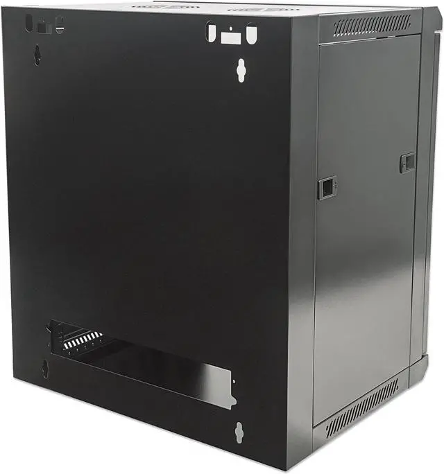 Alt view image 13 of 15 - Intellinet 19" Wallmount Cabinet, 6U, 450 mm (17.7 in.) Depth, Flat Pack, Black - OEM
