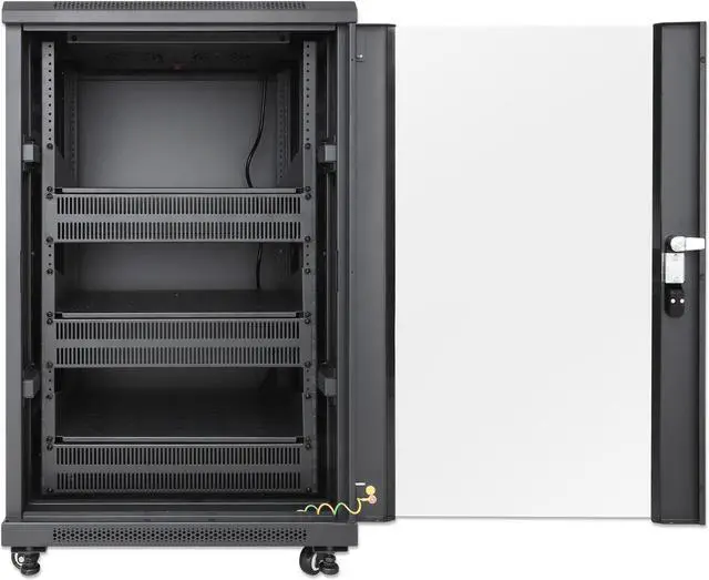 Alt view image 4 of 7 - Intellinet Pro Line Network Cabinet with Integrated Fans, 18U, 23.6 in. (600 mm) Depth and Width, Roof-mounted Two-fan Ventilation Unit, Assembled, Black RAL 9004 - OEM
