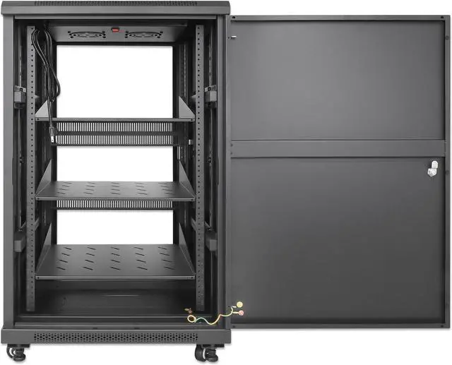 Alt view image 7 of 7 - Intellinet Pro Line Network Cabinet with Integrated Fans, 18U, 23.6 in. (600 mm) Depth and Width, Roof-mounted Two-fan Ventilation Unit, Assembled, Black RAL 9004 - OEM