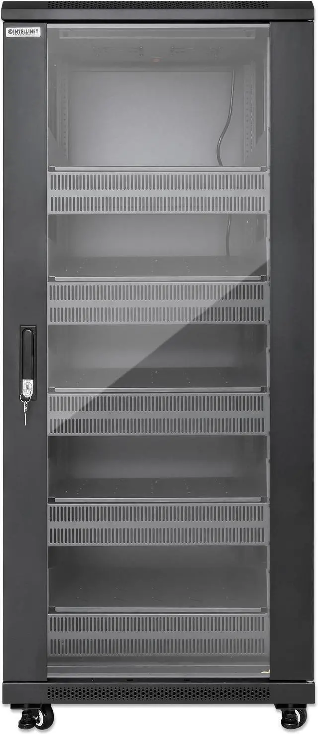 Alt view image 3 of 6 - Intellinet Pro Line Network Cabinet with Integrated Fans, 27U, 23.6 in. (600 mm) Depth and Width, Roof-mounted Two-fan Ventilation Unit, Assembled, Black RAL 9004 - OEM