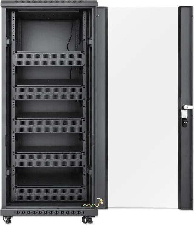 Alt view image 4 of 6 - Intellinet Pro Line Network Cabinet with Integrated Fans, 27U, 23.6 in. (600 mm) Depth and Width, Roof-mounted Two-fan Ventilation Unit, Assembled, Black RAL 9004 - OEM