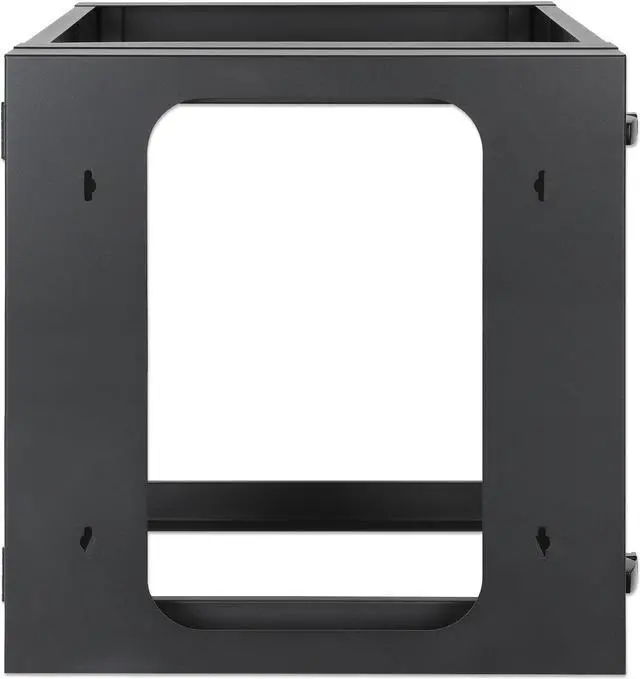 Alt view image 5 of 7 - Intellinet 19" Wall Mount 4-Post Open Frame Network Rack, 9U, Hinged Swing Frame, 600 mm (23.8 in.) Depth, Assembled, Black RAL 9004 - OEM