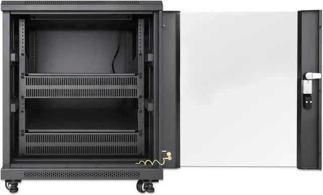 Alt view image 4 of 7 - Intellinet Pro Line Network Cabinet with Integrated Fans, 12U, 23.6 in. (600 mm) Depth and Width, Roof-mounted Two-fan Ventilation Unit, Assembled, Black RAL 9004