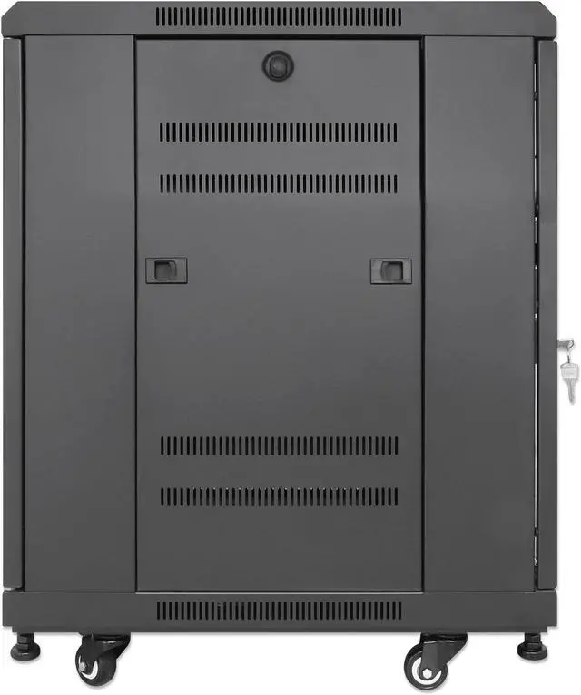 Alt view image 5 of 7 - Intellinet Pro Line Network Cabinet with Integrated Fans, 12U, 23.6 in. (600 mm) Depth and Width, Roof-mounted Two-fan Ventilation Unit, Assembled, Black RAL 9004