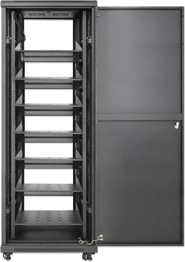 Alt view image 6 of 6 - Intellinet Pro Line Network Cabinet with Integrated Fans, 38U, 23.6 in. (600 mm) Depth and Width, Roof-mounted Two-fan Ventilation Unit, Assembled, Black RAL 9004