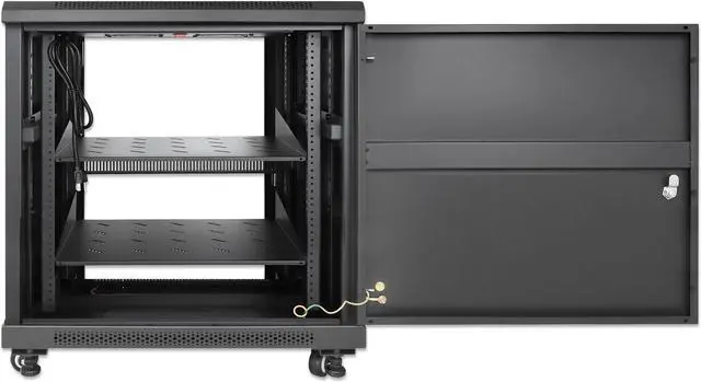 Alt view image 7 of 7 - Intellinet Pro Line Network Cabinet with Integrated Fans, 12U, 23.6 in. (600 mm) Depth and Width, Roof-mounted Two-fan Ventilation Unit, Assembled, Black RAL 9004