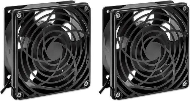 Alt view image 2 of 5 - Intellinet 2-Fan Ventilation Unit for 19" Wallmount Cabinets, Roof-mount, 6 ft. Power Cable with US NEMA 5-15P Plug, Format 4.72 x 4.72 in. (120 x 120 mm), Ground Kit Included, Black