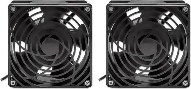 Alt view image 3 of 5 - Intellinet 2-Fan Ventilation Unit for 19" Wallmount Cabinets, Roof-mount, 6 ft. Power Cable with US NEMA 5-15P Plug, Format 4.72 x 4.72 in. (120 x 120 mm), Ground Kit Included, Black