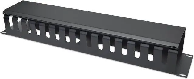 Main image of Intellinet 19" Cable Management Panel, 19" Rackmount Cable Manager, 2U, with Cover, Black