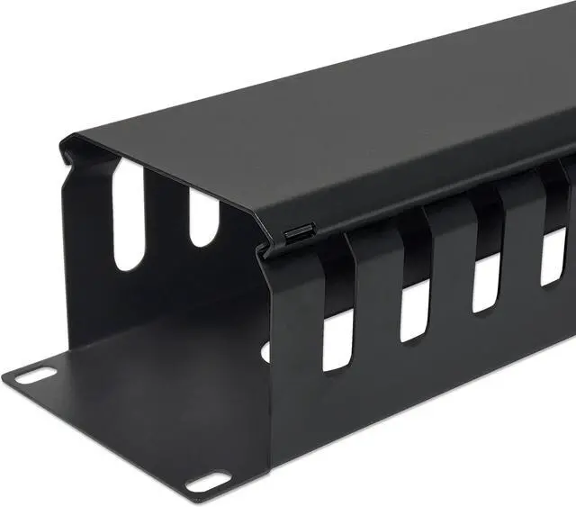 Alt view image 5 of 5 - Intellinet 19" Cable Management Panel, 19" Rackmount Cable Manager, 2U, with Cover, Black